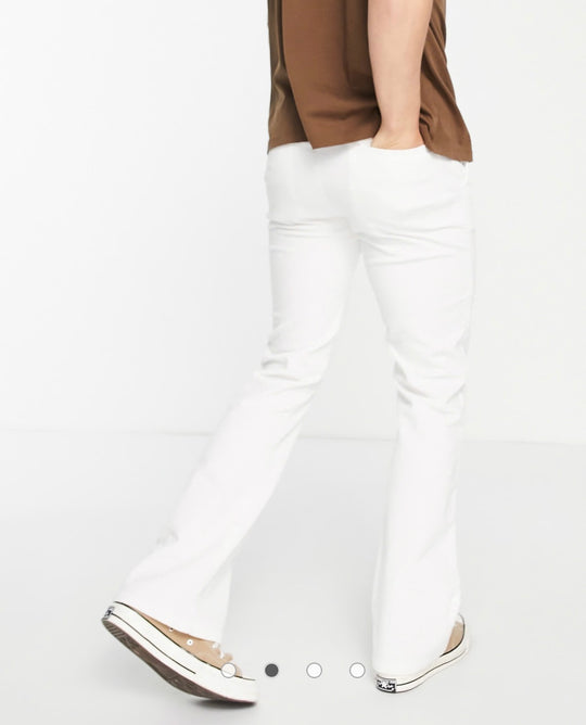 ASOS DESIGN cord flare trousers in white