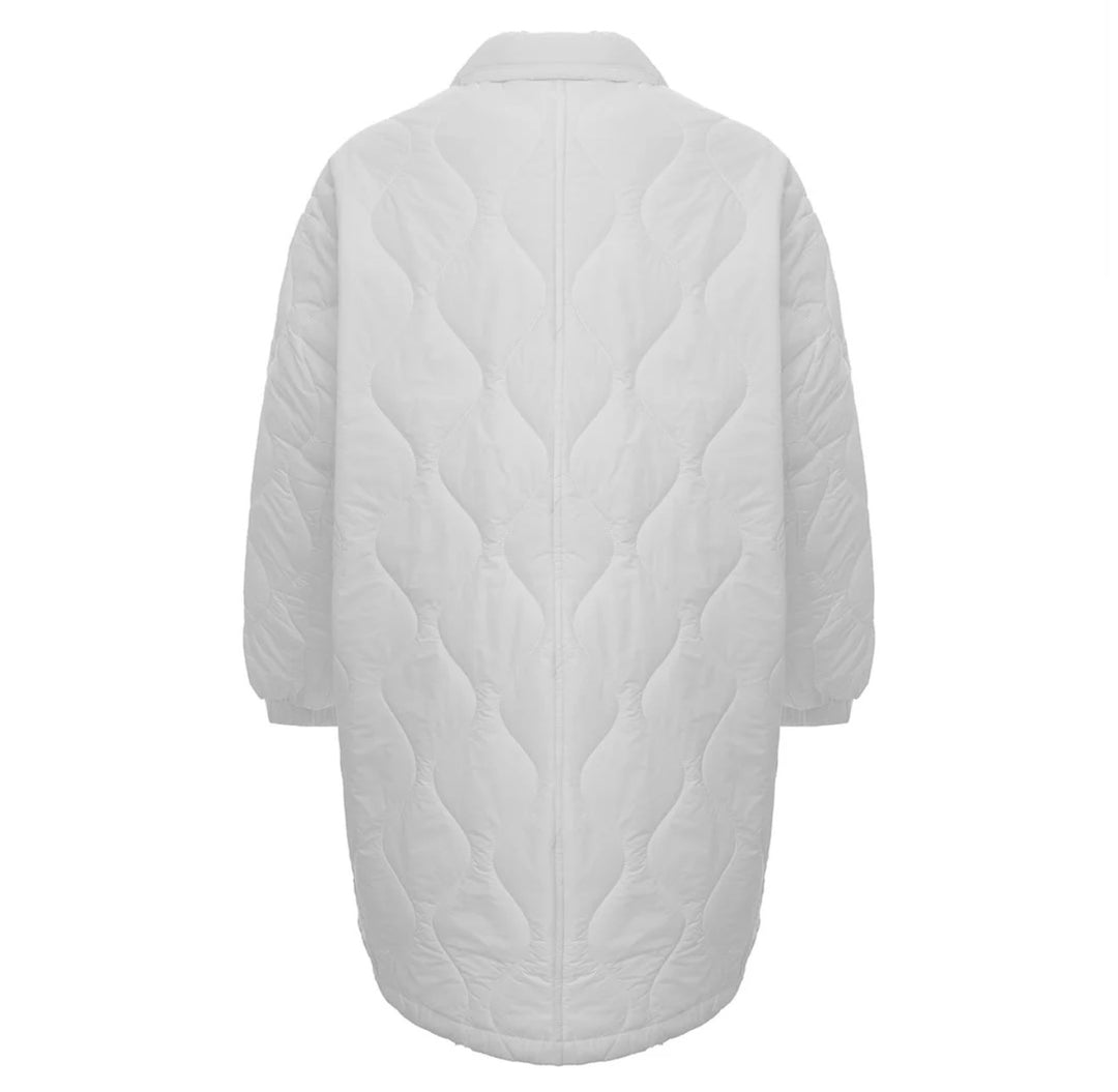 Urban Revivo long padded jacket in white-neutral