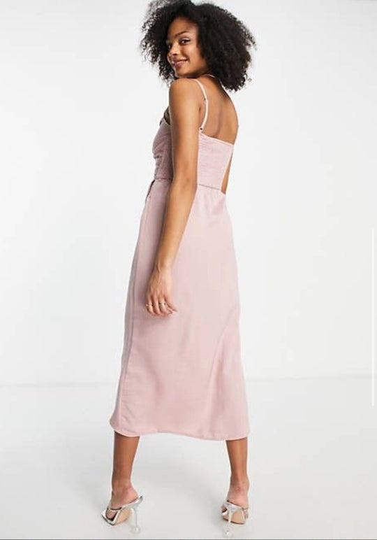 little Mistress morsiusneito satiinikietaisumekko, vaaleanpunainen