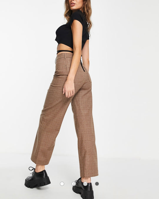& Other Stories wool trousers in beige check