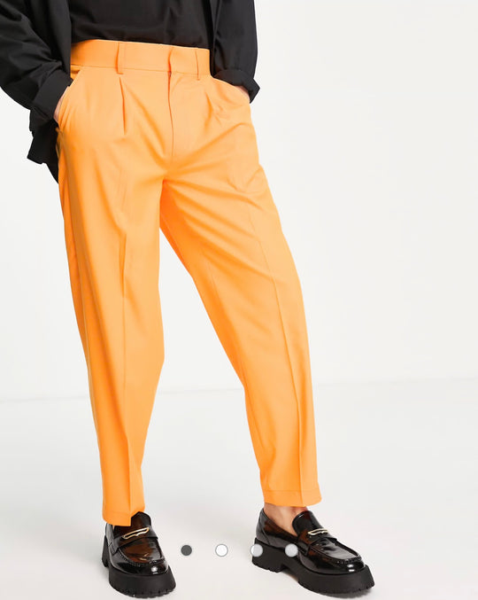 ASOS DESIGN oversized tapered smart trousers in orange
