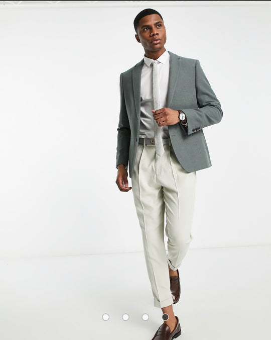 Harry Brown loose fit tweed wool mix suit jacket in green