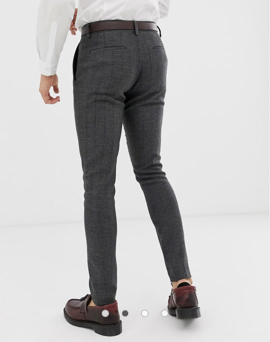 ASOS DESIGN wedding super skinny suit trousers in charcoal