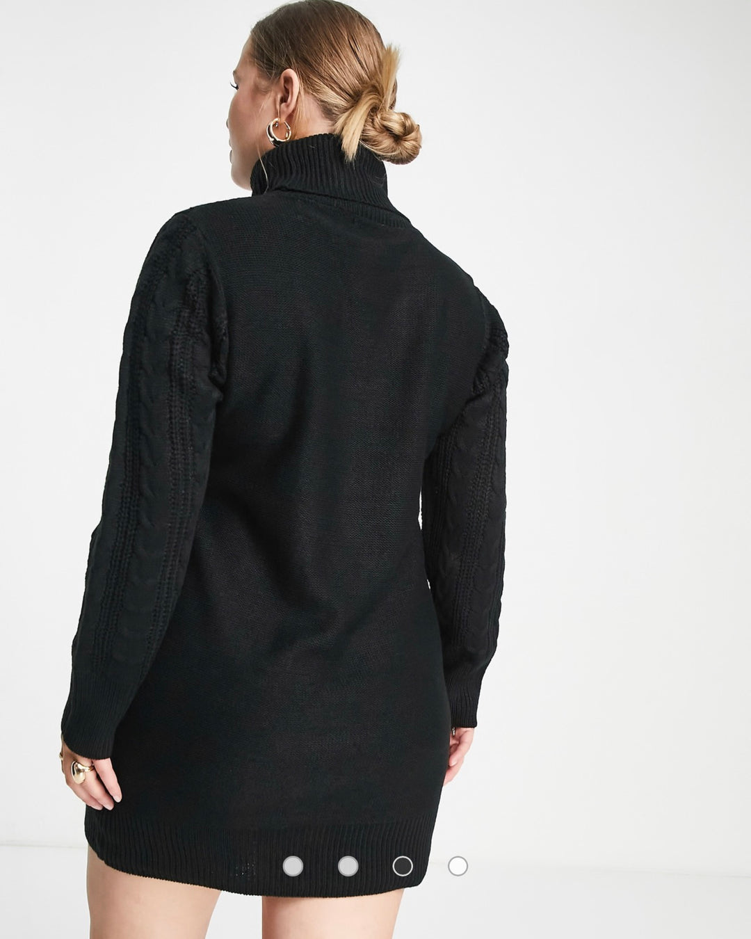 Brave Soul tiba roll neck cable knit dress in black