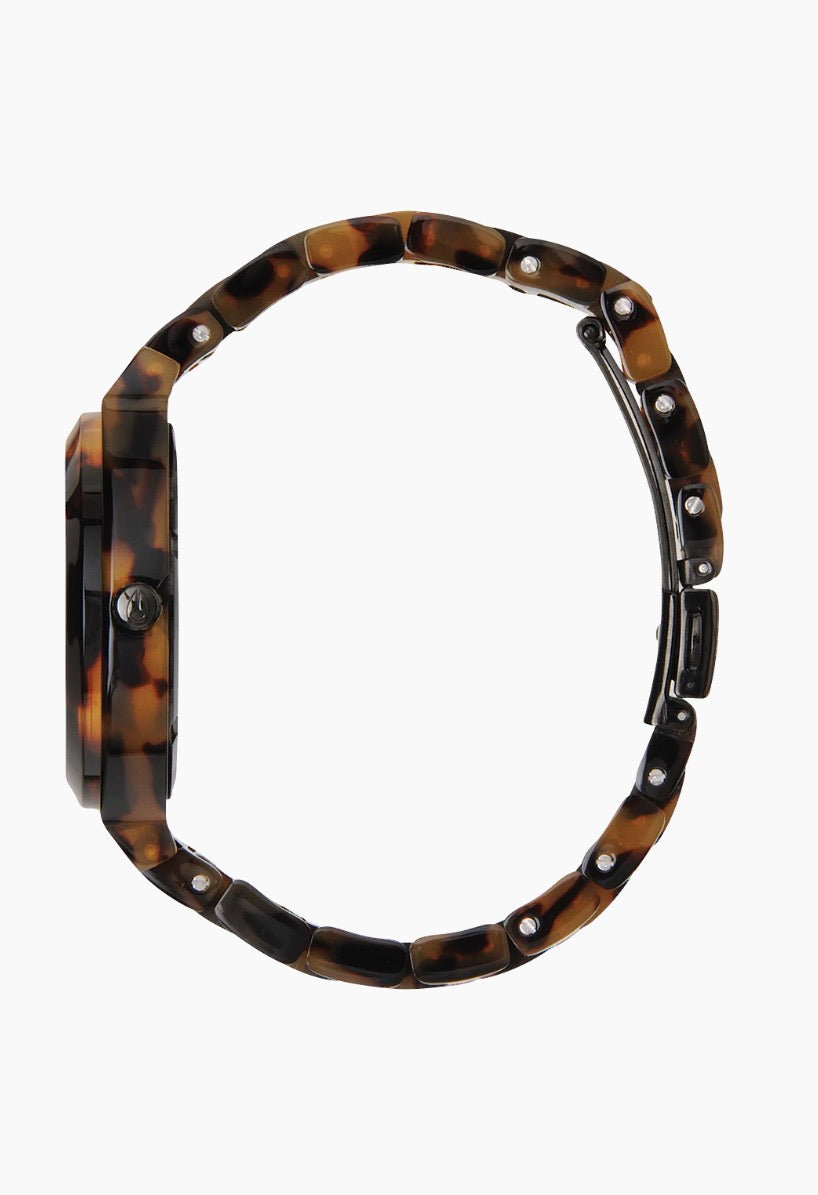 Nixon time teller acetate watch in tortoise