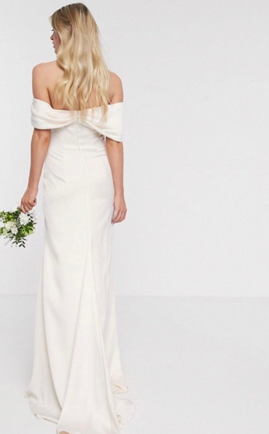 ASOS EDITION Beatrice bardot drape wrap in soft apricot