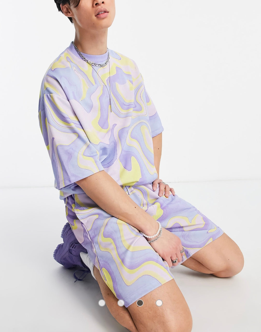 ASOS DESIGN co-ord oversized short sleeve sweatshirt with all over swirl print