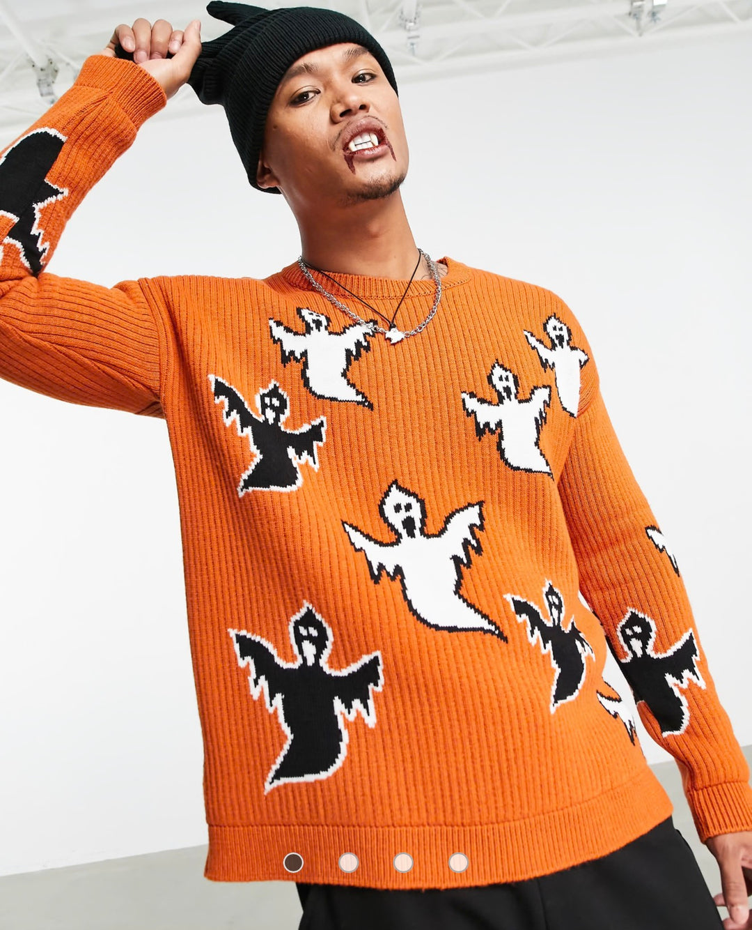 ASOS DESIGN knitted halloween jumper with ghosts