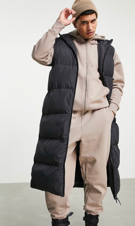 ASOS DESIGN puffer longline gilet in black