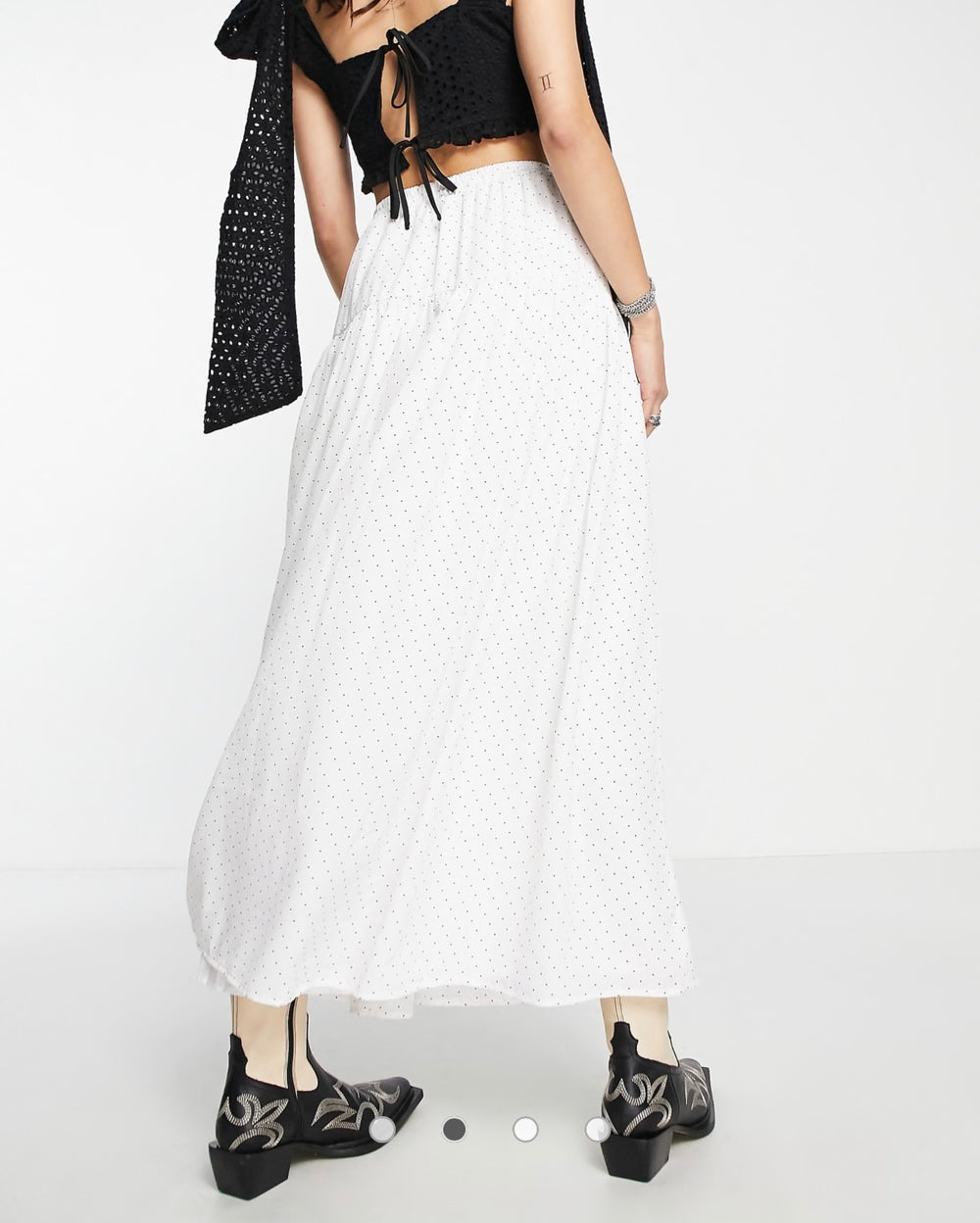 Sister Jane tiered maxi skirt in spot print