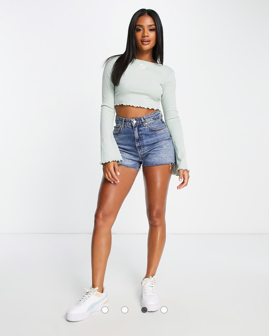 Puma Classic flare sleeve scoop back top in pastel green