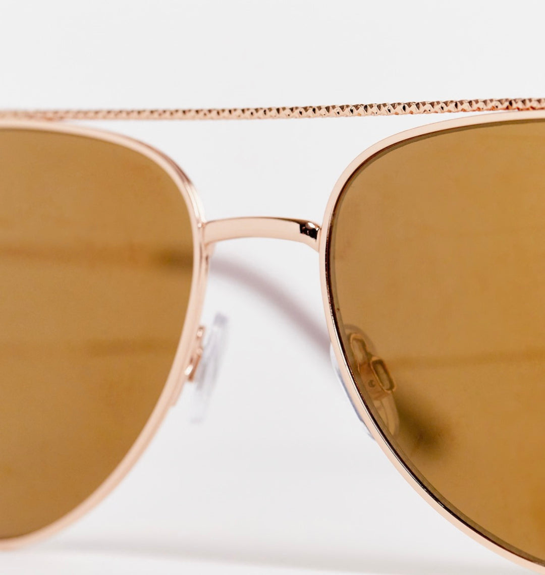 AJ Morgan Dorado metal aviator sunglasses in golden brown
