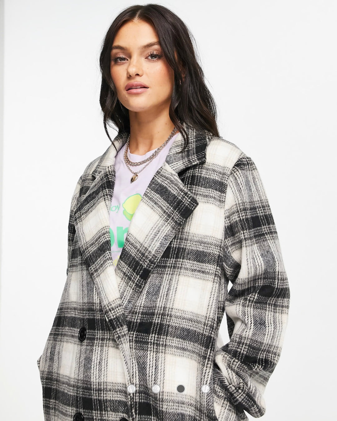 Wednesday's Girl tailored coat in monochrome check