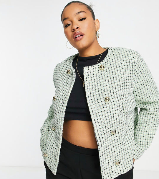 Mango curve woven jacket in green