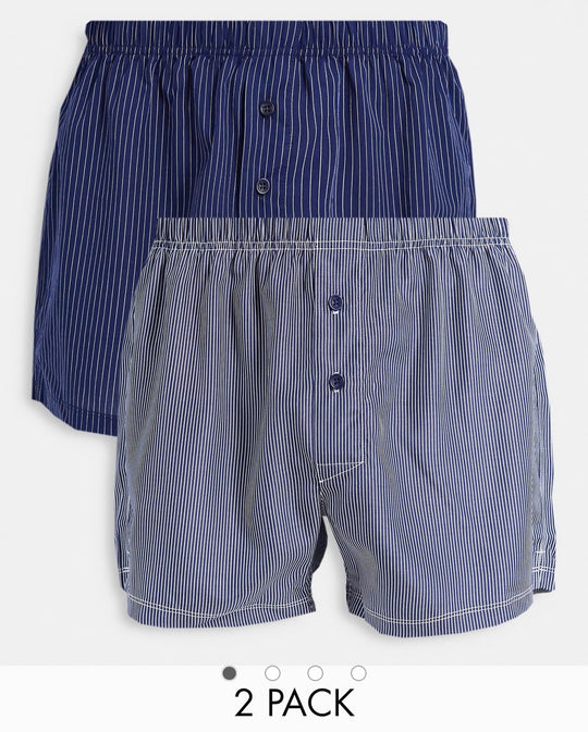 ASOS DESIGN woven 2 pack boxers with pinstripe