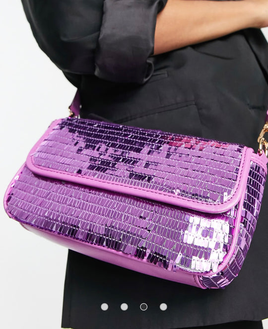 Public Desire The Lina baguette shoulder bag in pink sequin