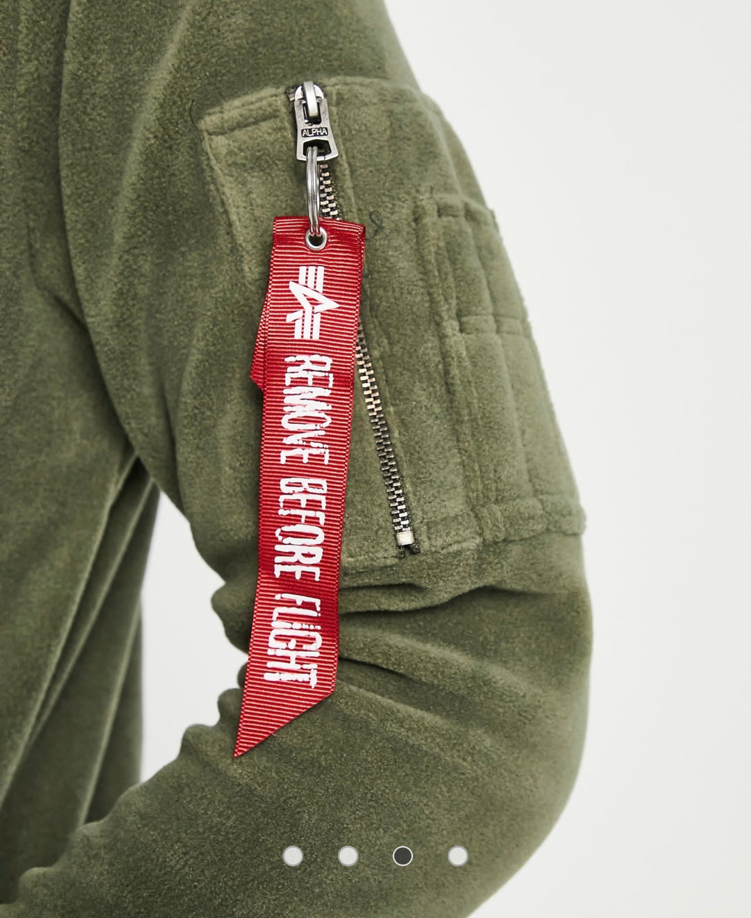 Alpha Industries logo front polar fleece hoodie in dark olive