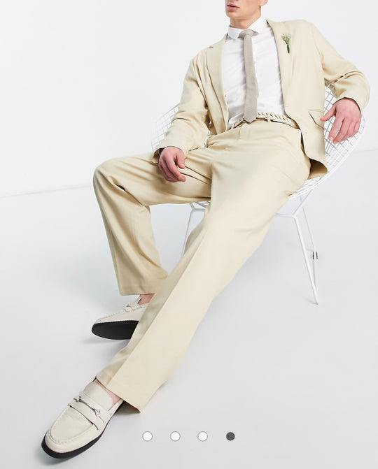 ASOS DESIGN wide leg suit pants in camel micro texture