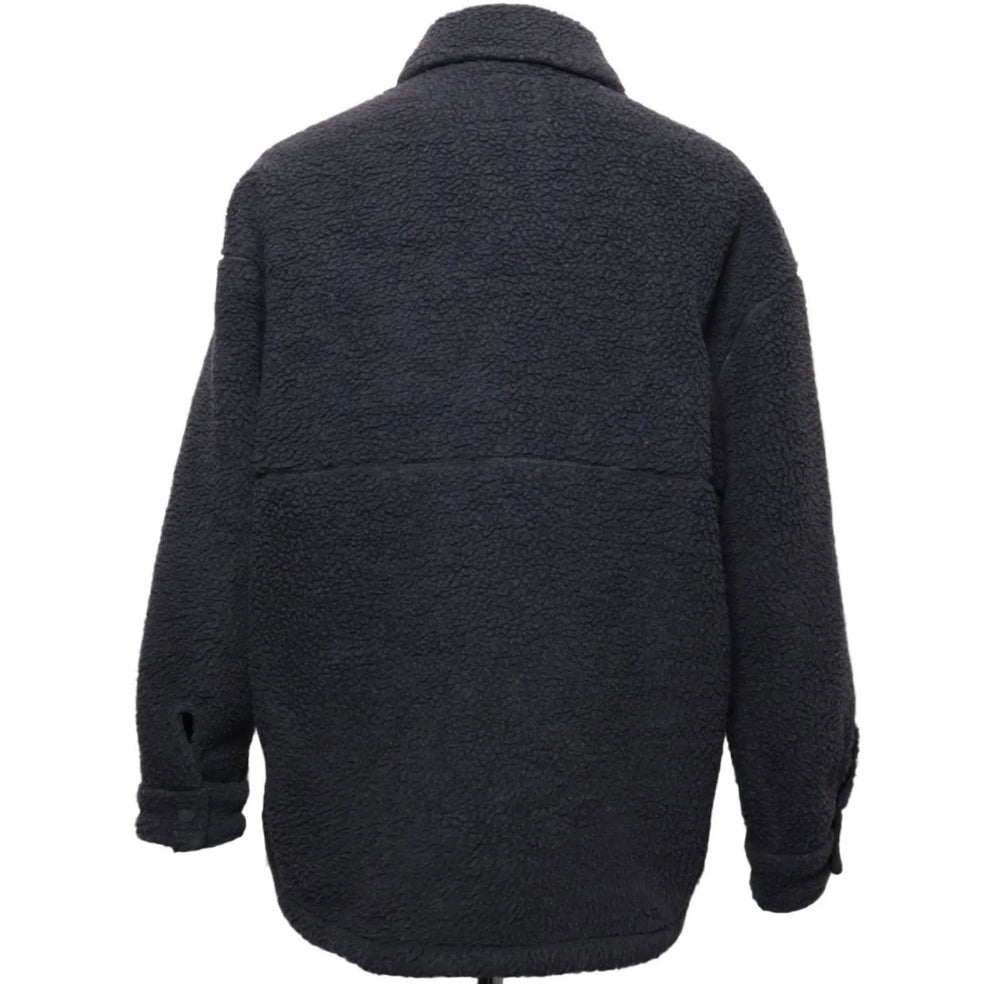 Topman oversized borg shacket in charcoal grey