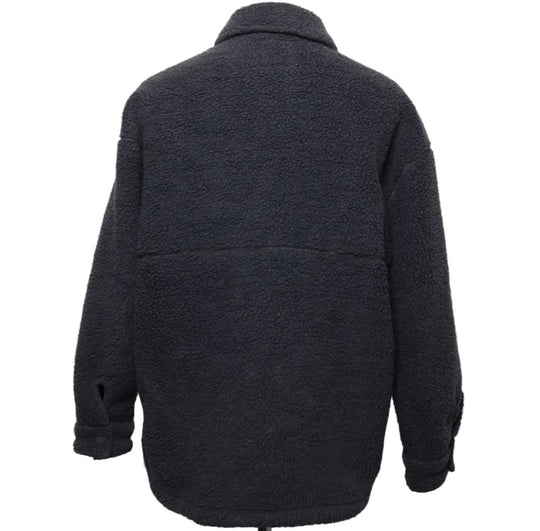 Topman oversized borg shacket in charcoal grey