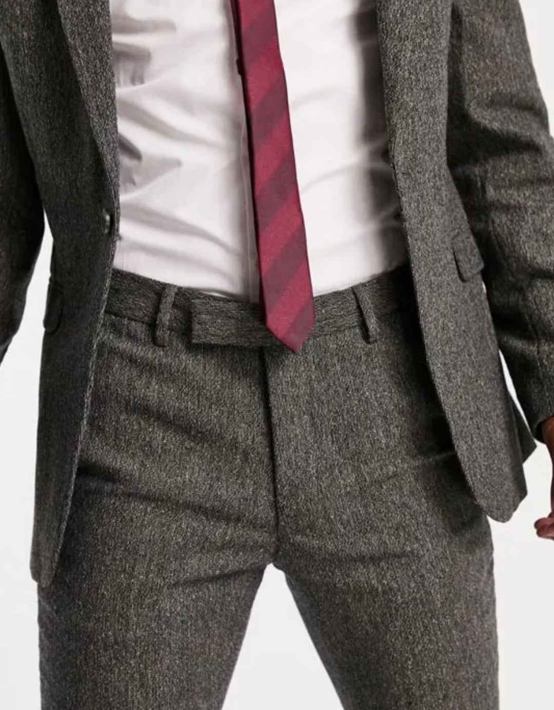 ASOS DESIGN skinny suit trousers in grey nep texture