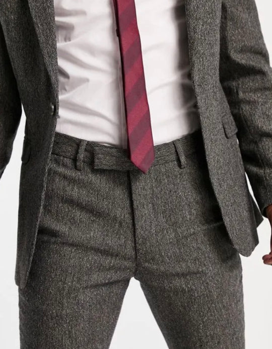 ASOS DESIGN skinny suit trousers in grey nep texture