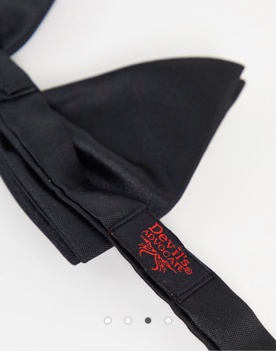 Devils Advocate angel wing bow tie in black