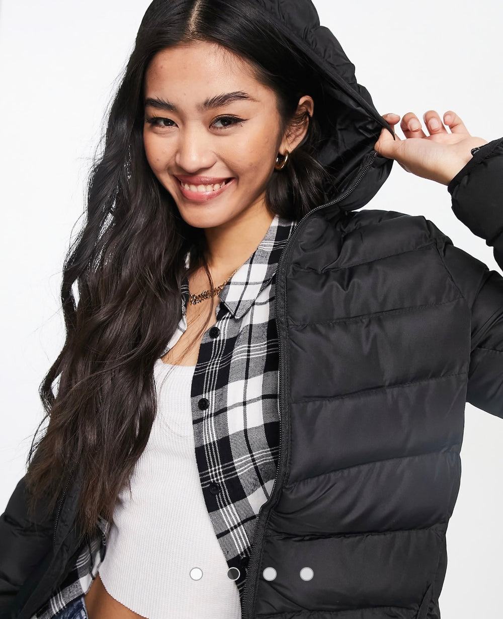 Brave Soul grant long puffer jacket in black