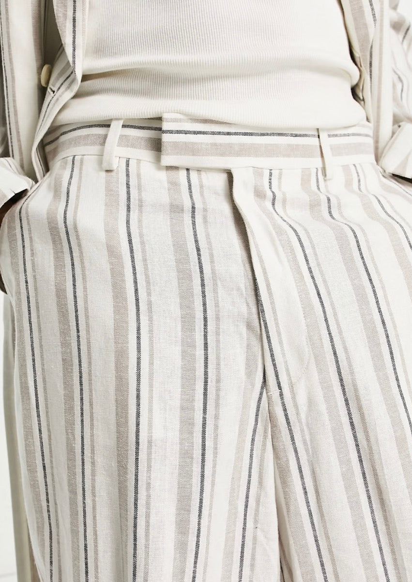 ASOS DESIGN extreme wide leg suit trousers in ecru stripe