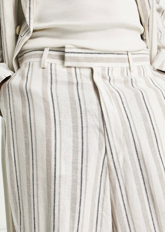 ASOS DESIGN extreme wide leg suit trousers in ecru stripe