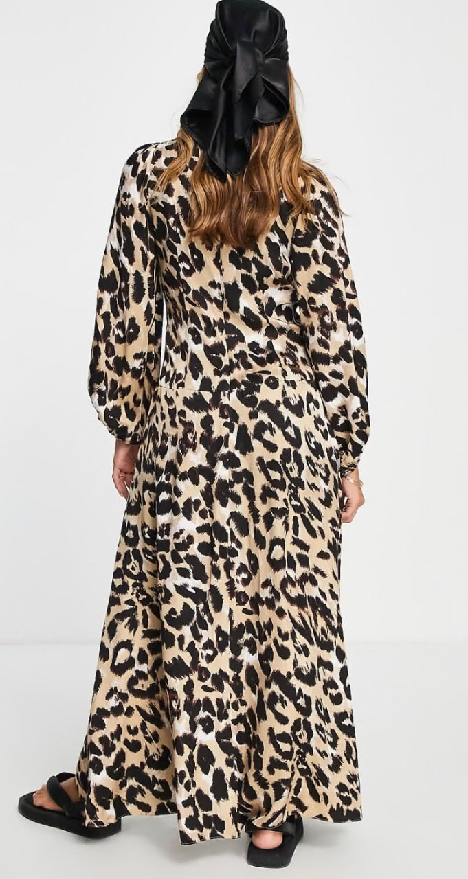 InWear Alline ruched midi dress in leopard print