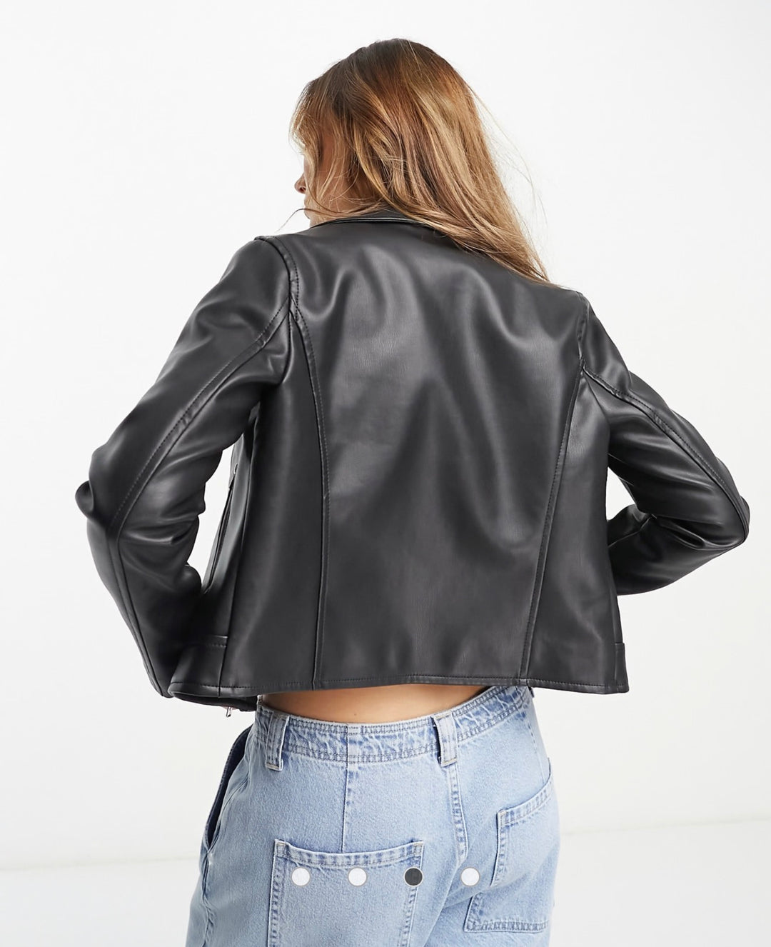 ASOS DESIGN ultimate leather look bike jacket in black
