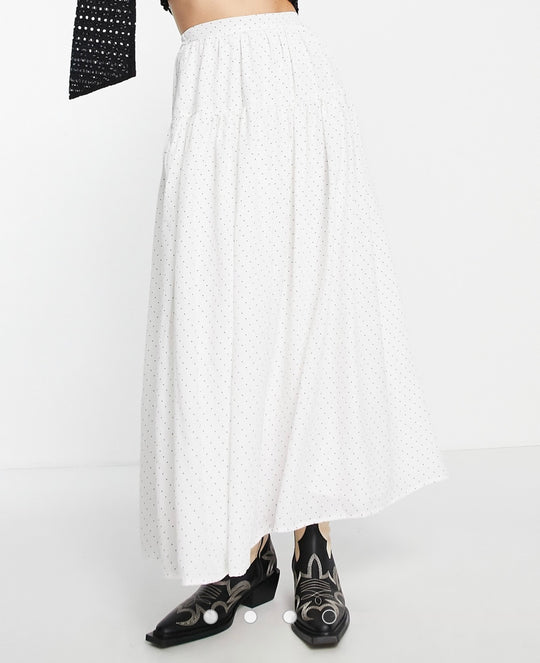 Sister Jane tiered maxi skirt in spot print
