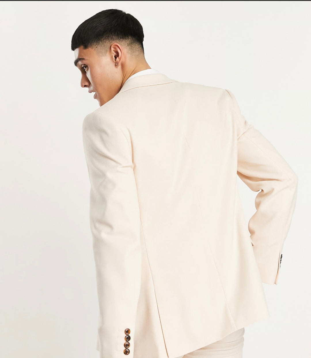 ASOS DESIGN wedding skinny suit jacket with micro texture in stone
