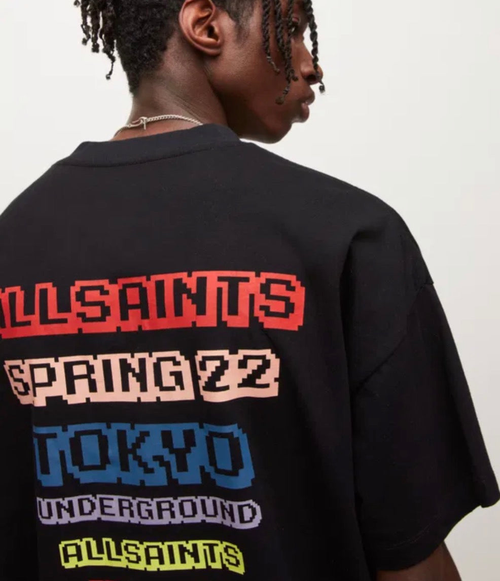 Allsaints raider logo t-shirt in black