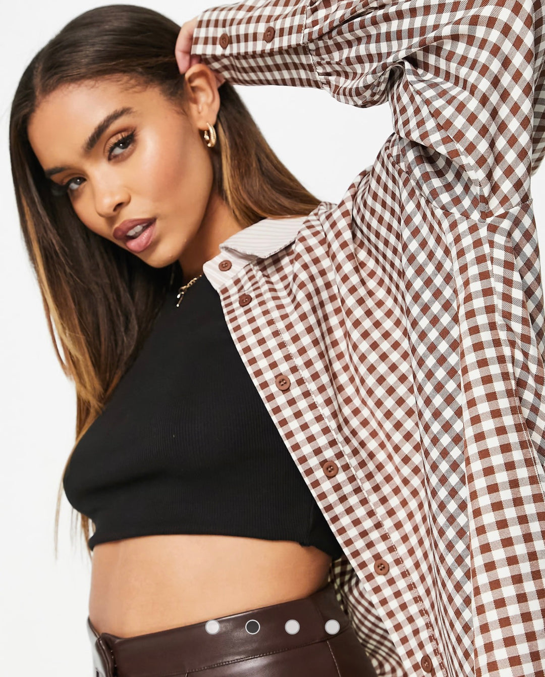Missguided oversized shirt in brown contrast gingham