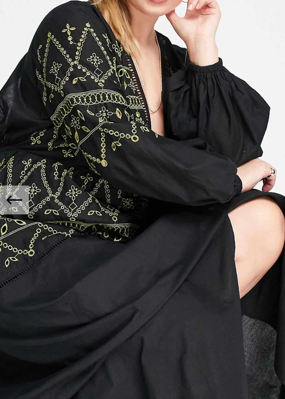 ASOS DESIGN Curve embroidered button through maxi dress in black