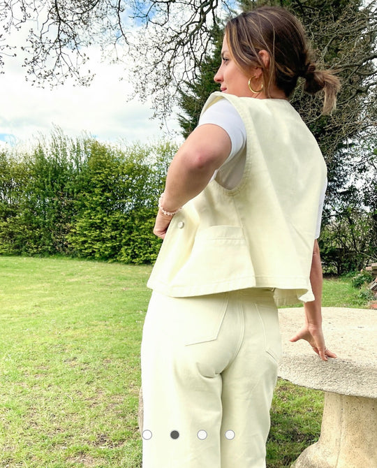 Labelrail x Collyer Twins high waist straight leg jeans in unbleached denim co-ord