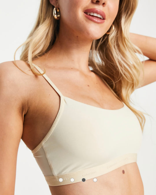 Calvin Klein Form To Body unlined bralette bra with tonal logo in stone
