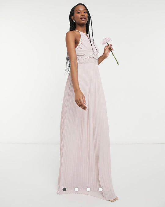TFNC bridesmaid pleated wrap detail maxi dress in mind