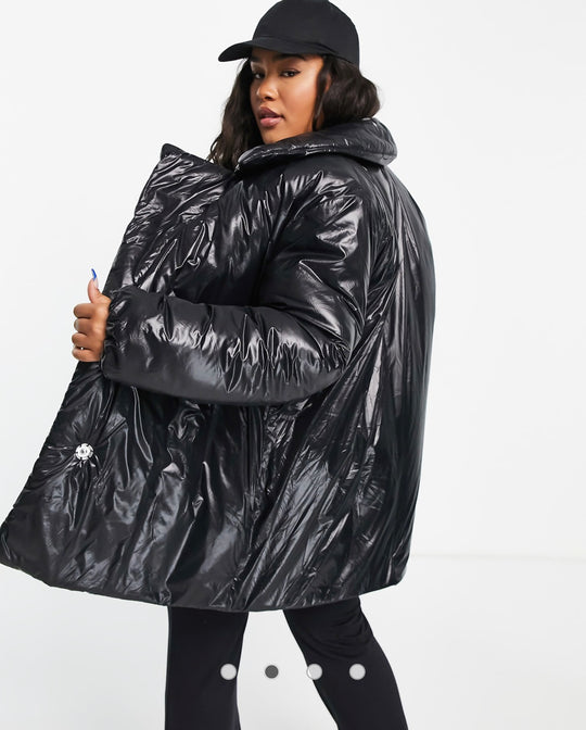 COLLUSION Plus recycled polyester wadded puffer in black