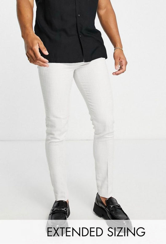 ASOS DESIGN smart skinny trousers with cotton mix micro texture in light grey