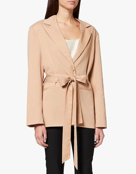 NA-KD co-ord oversized belted blazer in beige
