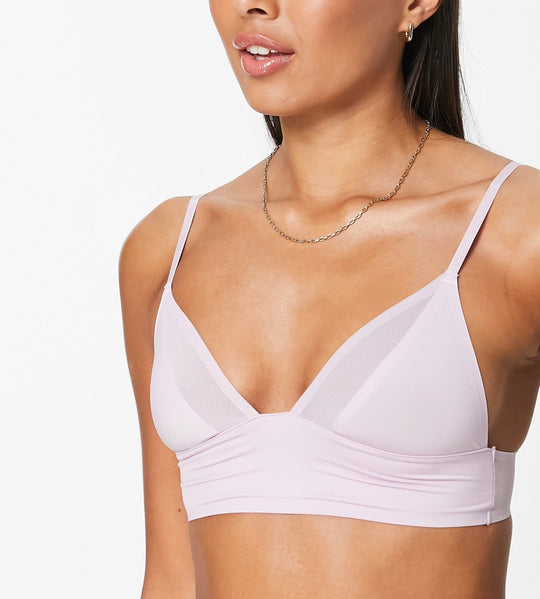 ASOS DESIGN Essie mesh & microfibre longline bra in purple