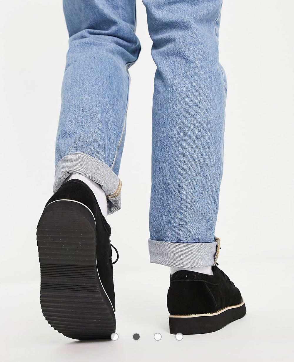 Truffle Collection lace up rub shoes in black