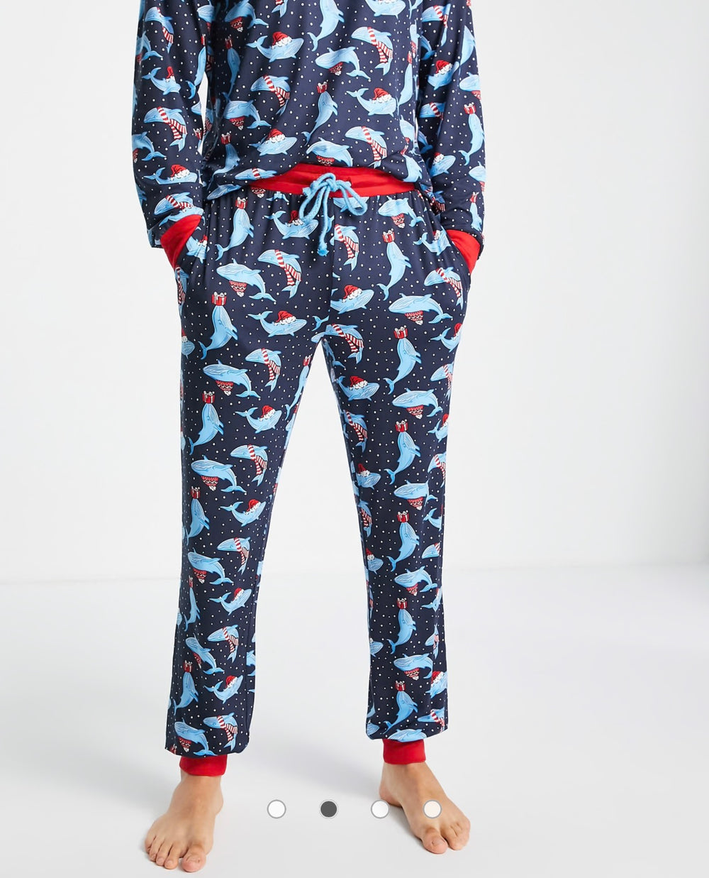 Chelsea Peers Christmas pyjama set in navy whale print