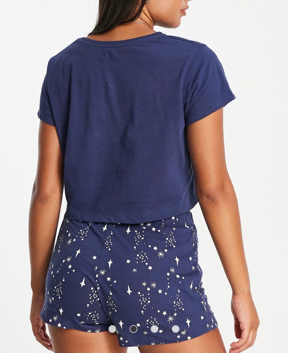 Brave Soul christmas snoozy santa pyjama set in navy