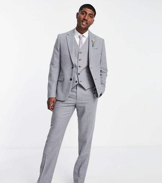 Harry Brown wedding tweed slim fit suit jacket in grey