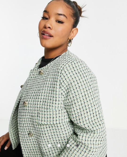 Mango curve woven jacket in green