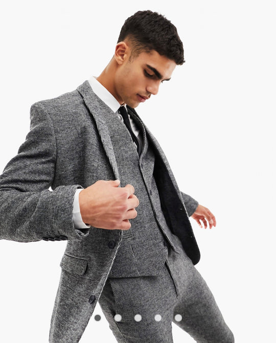 ASOS DESIGN wedding super skinny wool mix suit jacket in monochrome puppytooth